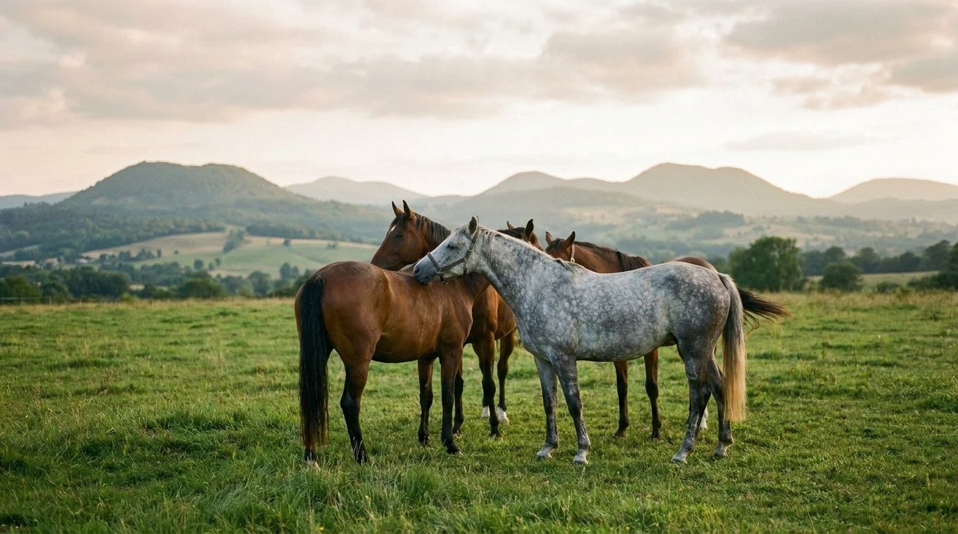 Les chevaux du Ecuries de la Carmone en liberté, Allier